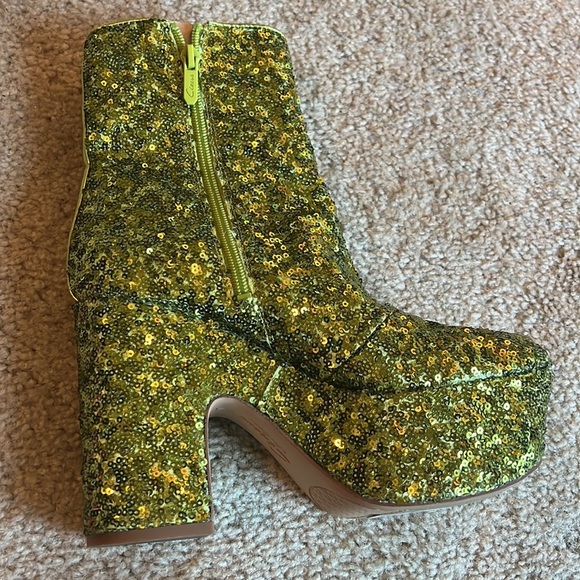 Circus by Sam Edelman Ilana Fashion green grinch sequin heel boot shoe 6.5 - Picture 4 of 11